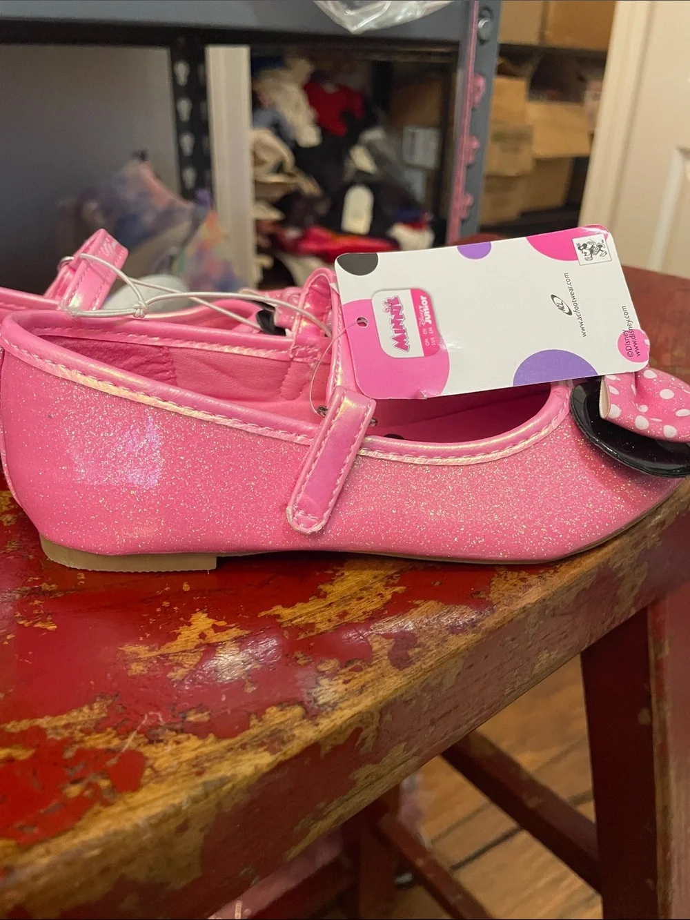 Disney Minnie Mouse Pink Glitter Ballet Flat Shoes for Kids